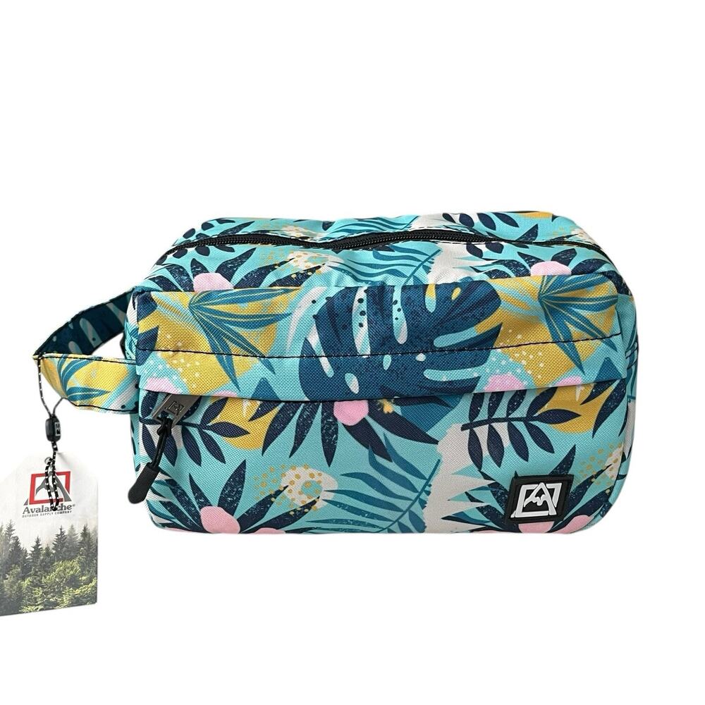 Avalanche Large Cosmetic Travel Toiletries Bag 9.5" x 6.5" Tropical Floral NWT